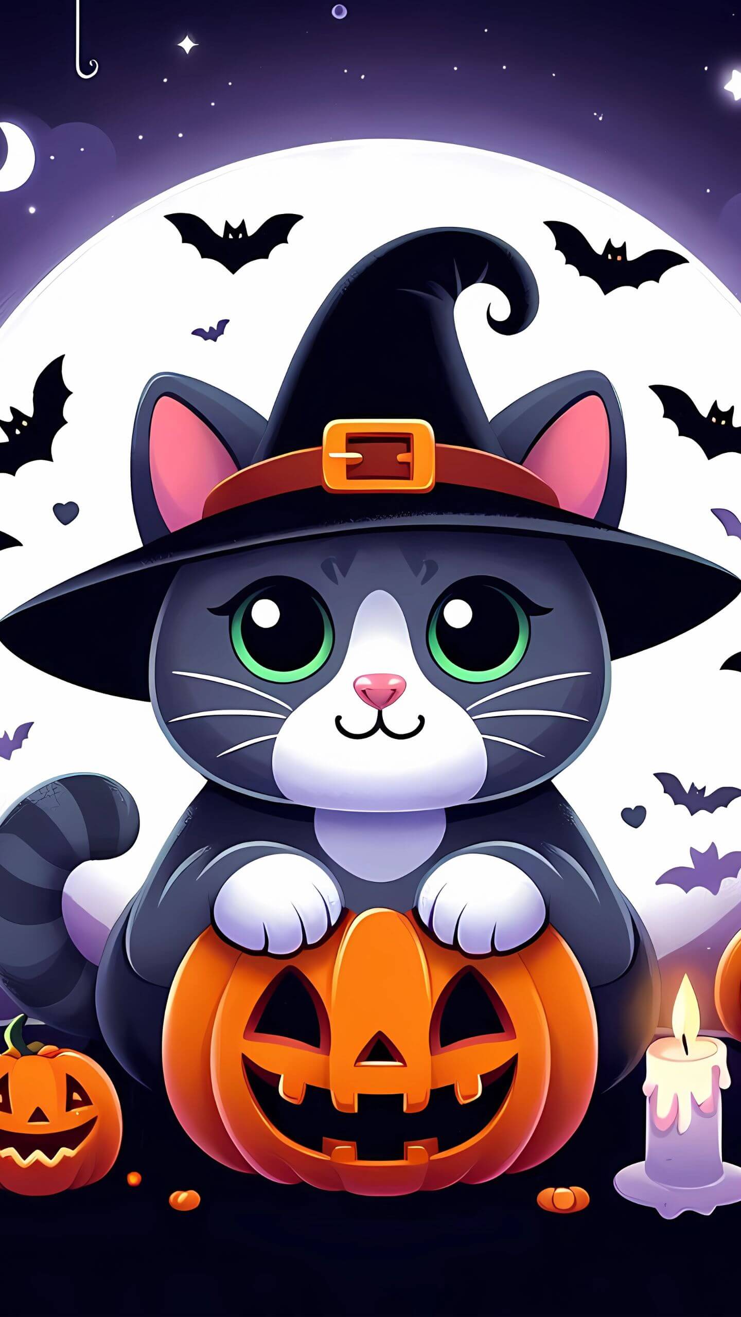 Cute Cat Halloween Mobile Wallpaper