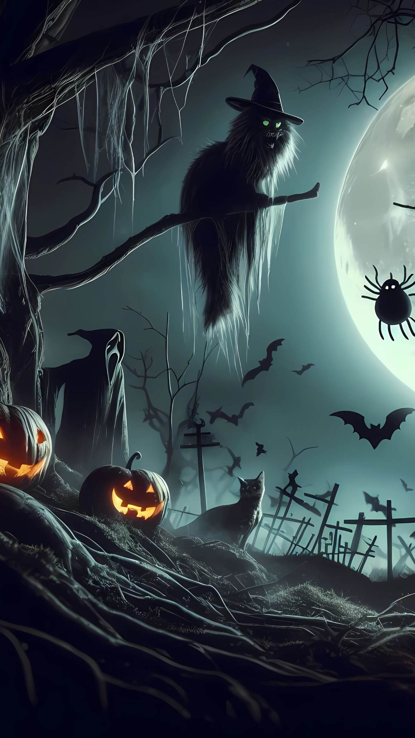 Scary Halloween Cat - Mobile Wallpaper
