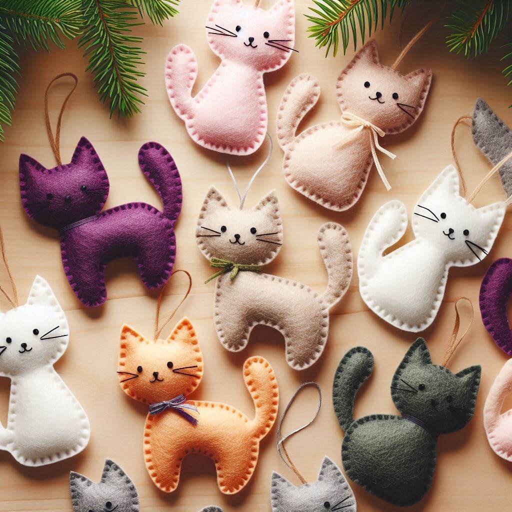 Felt Cat Silhouette Ornaments