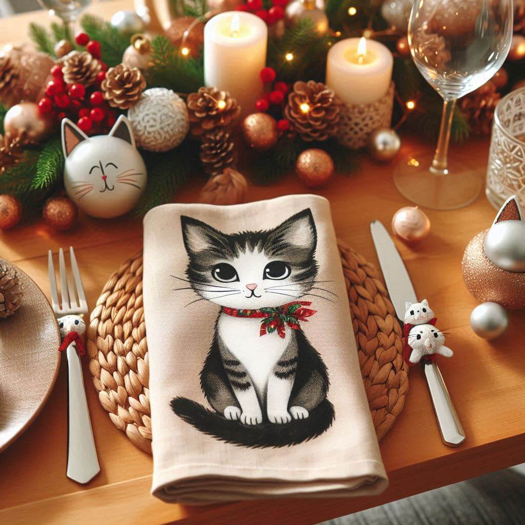 Festive Cat Table Settings and Centerpieces