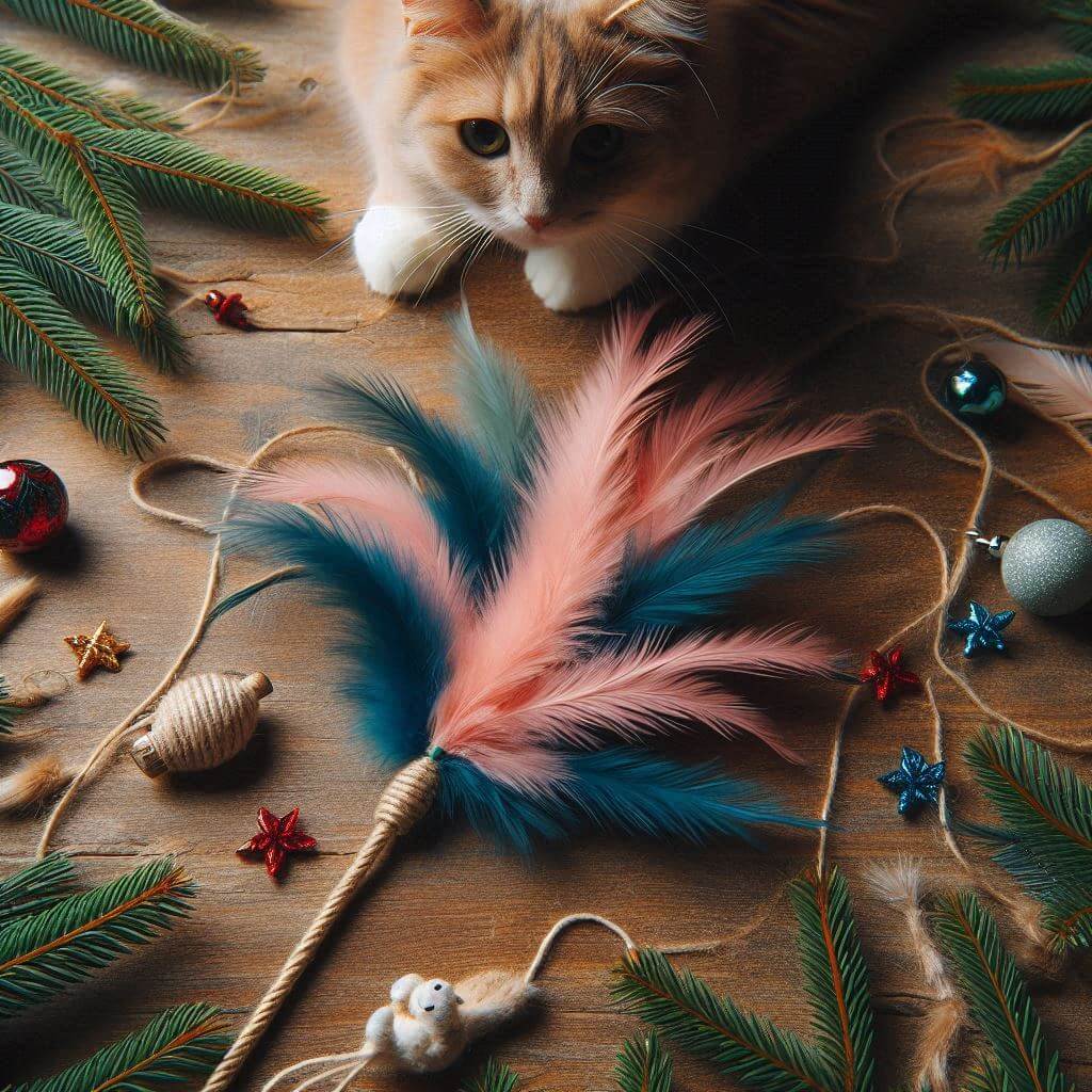 Festive Feather Teaser Cat Toy
