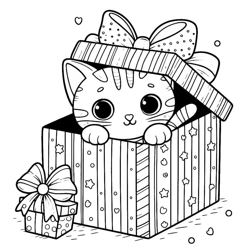 Gift-Boxed Kitty Coloring