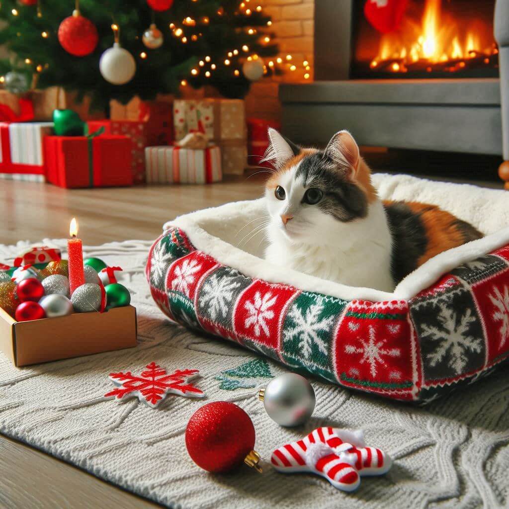 Holiday Cat Bed for a Comfortable Christmas