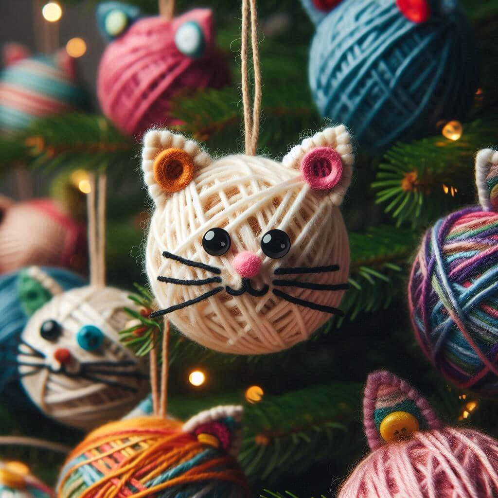 Yarn-Wrapped Kitty Balls