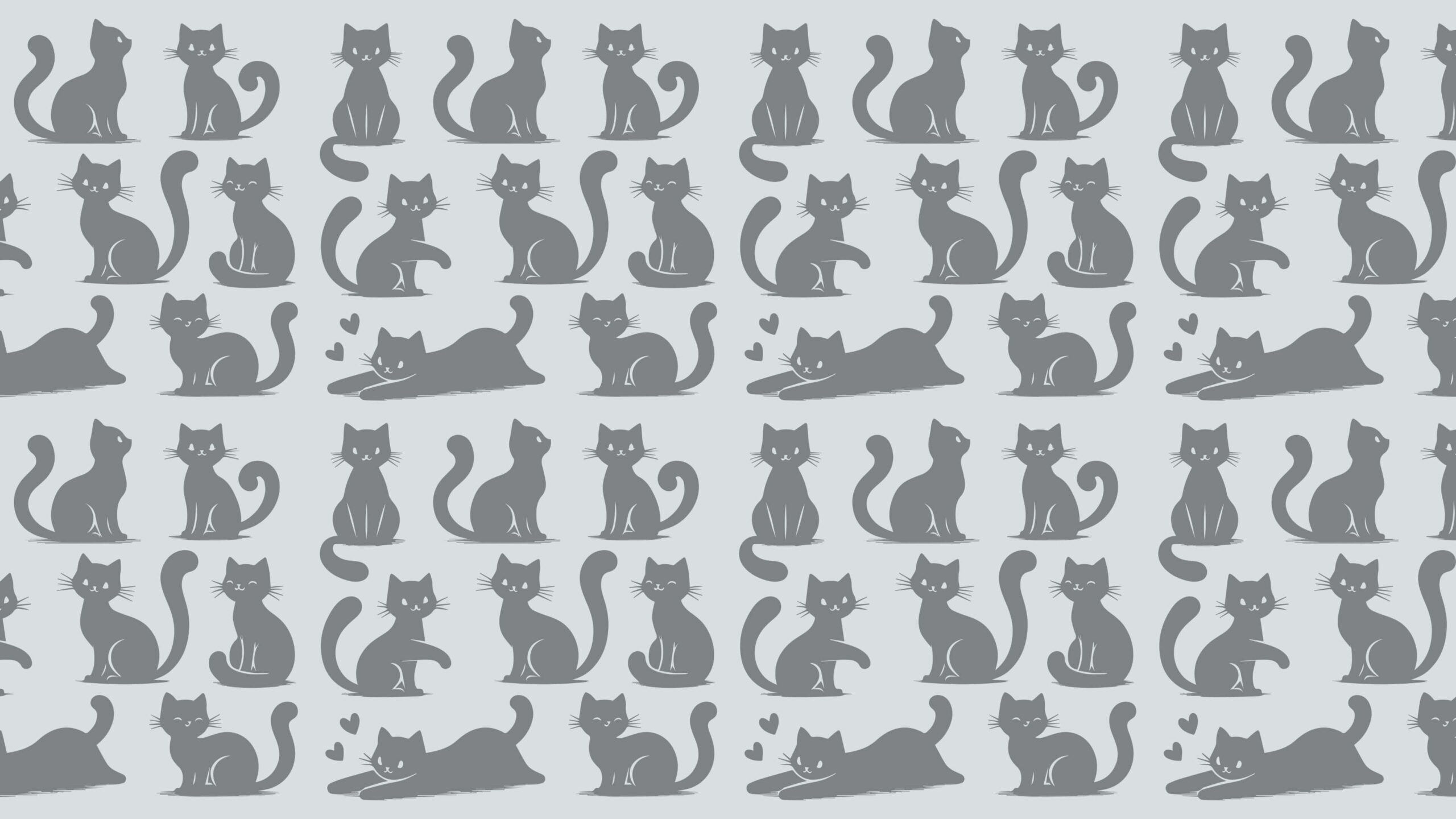 Black Cat Silhouettes in Different Poses Background
