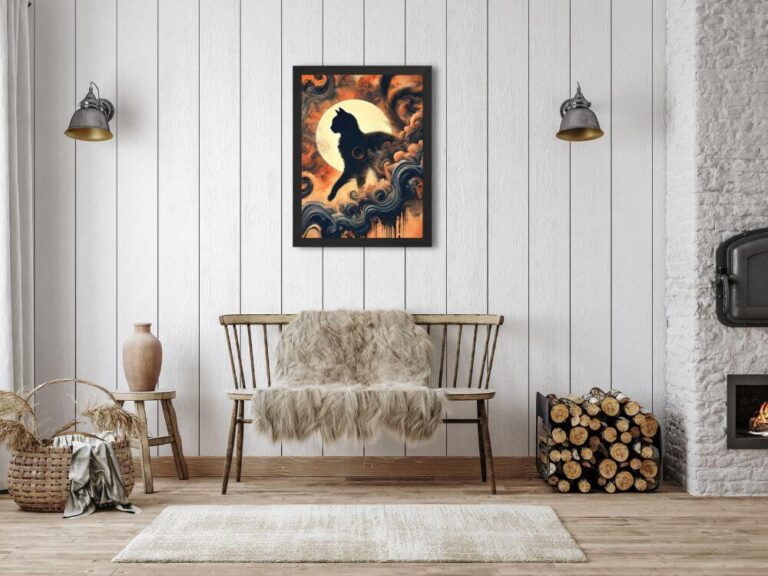Mystical Cat in the Moonlight