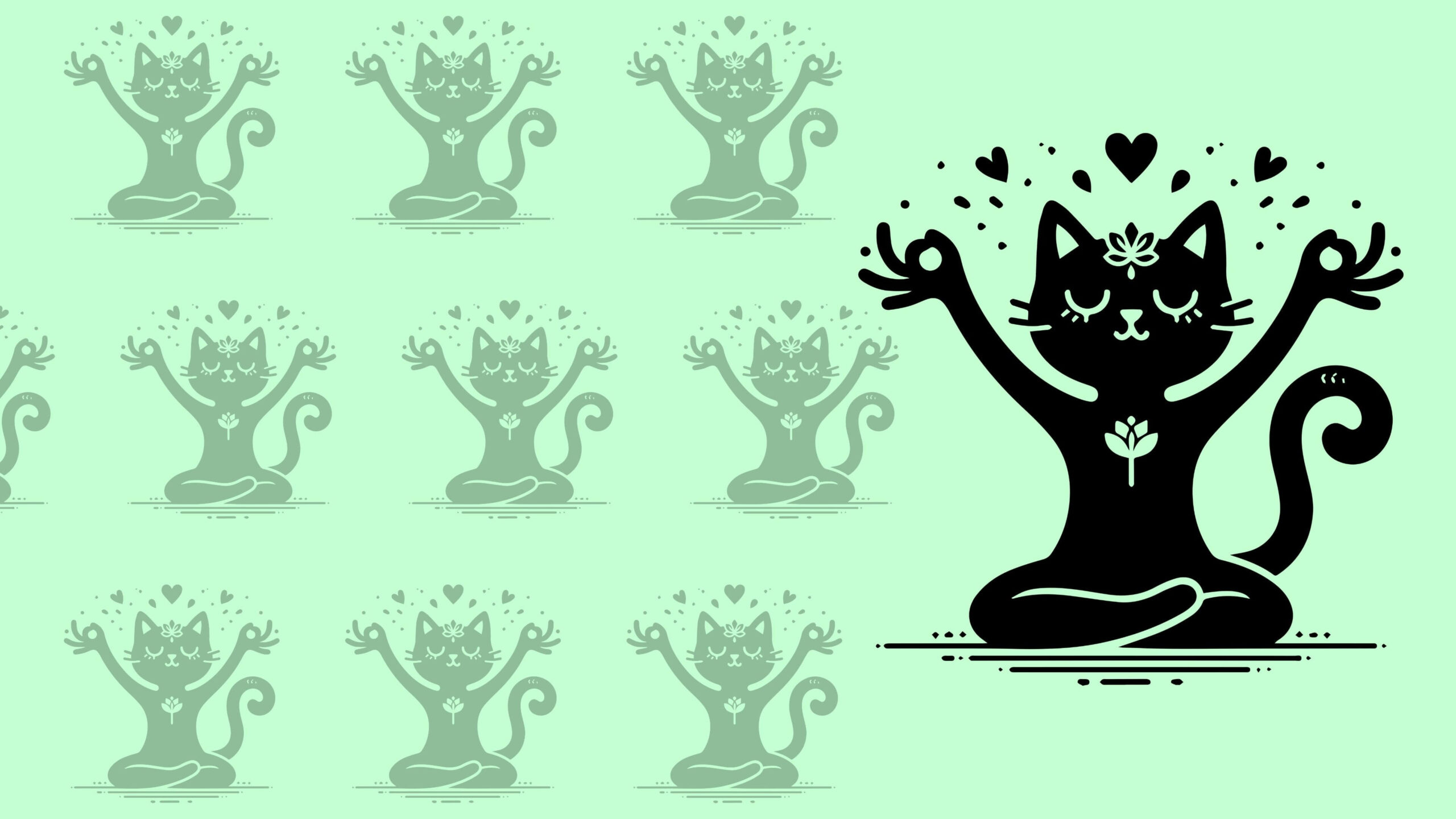 Yoga Cat in Lotus Position Wallpaper Pattern