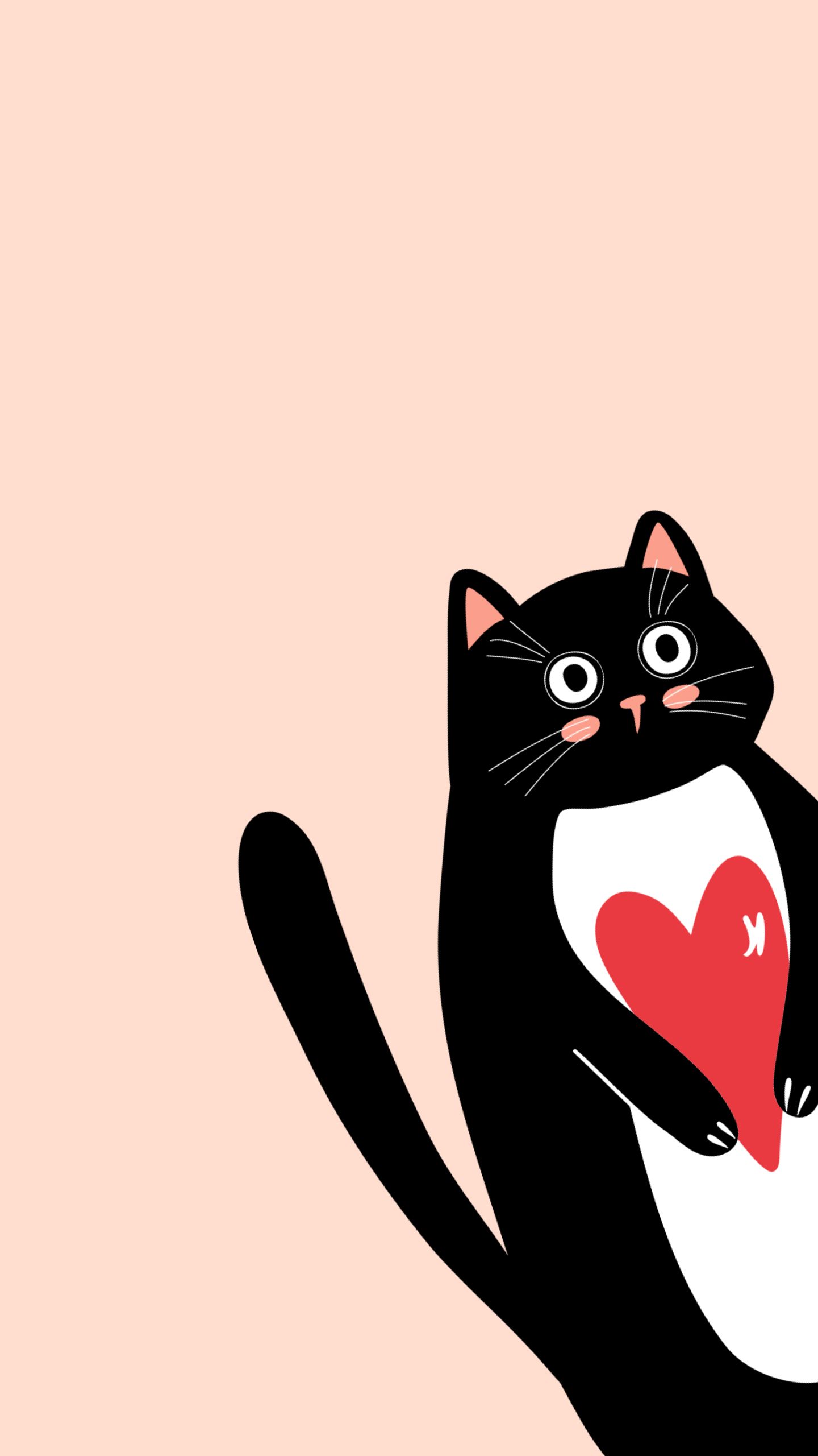 Peeking Black Cat Mobile Wallpaper