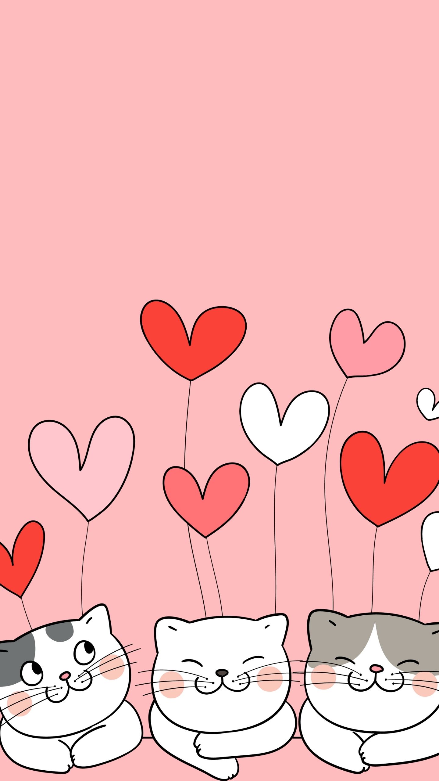 Three Cute Kittens Valentine's Day Wallpaper
