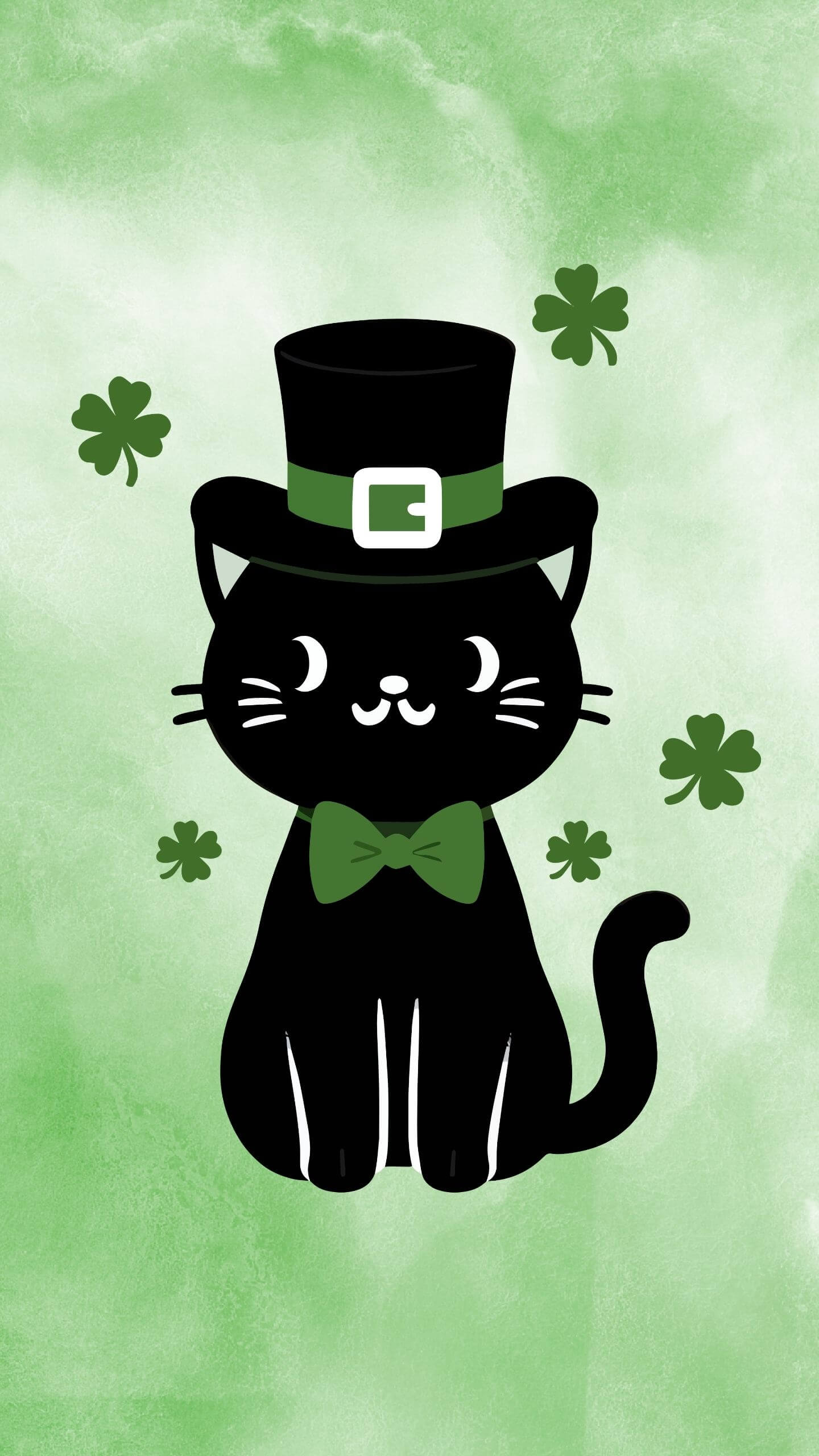 St. Patrick’s Day Black Cat and Lucky Clover