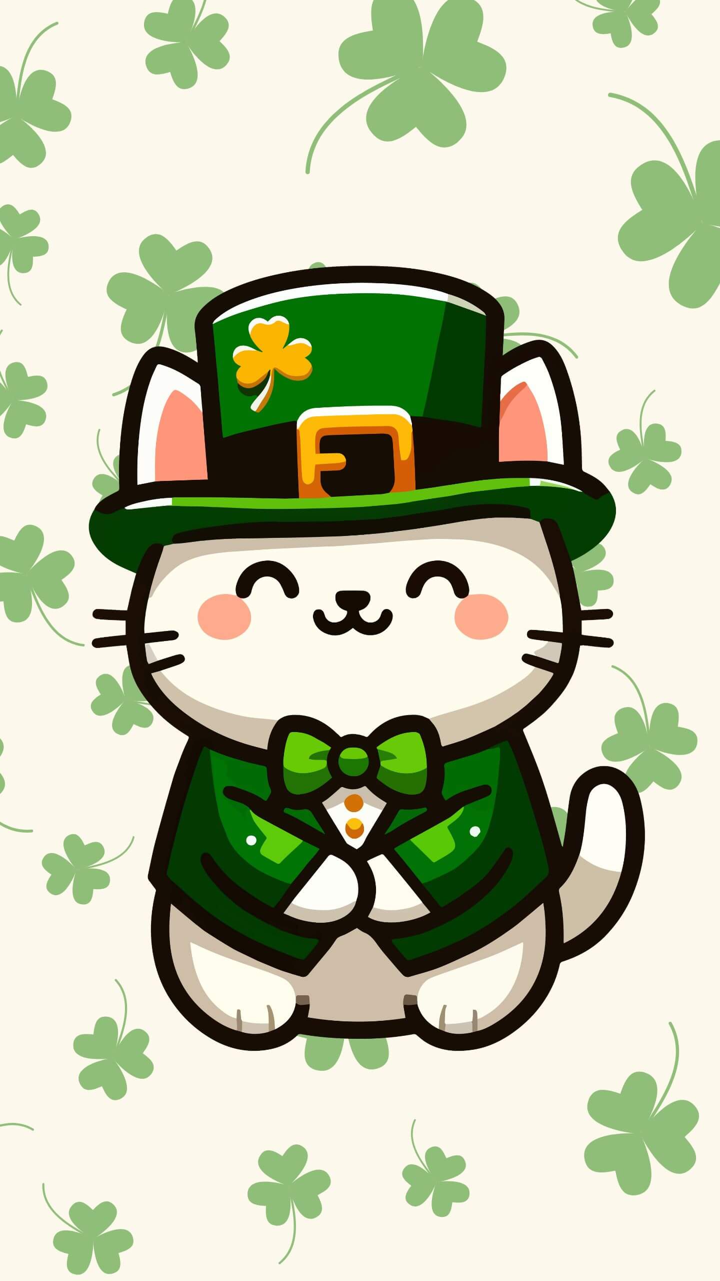 St. Patrick’s Day White Cat