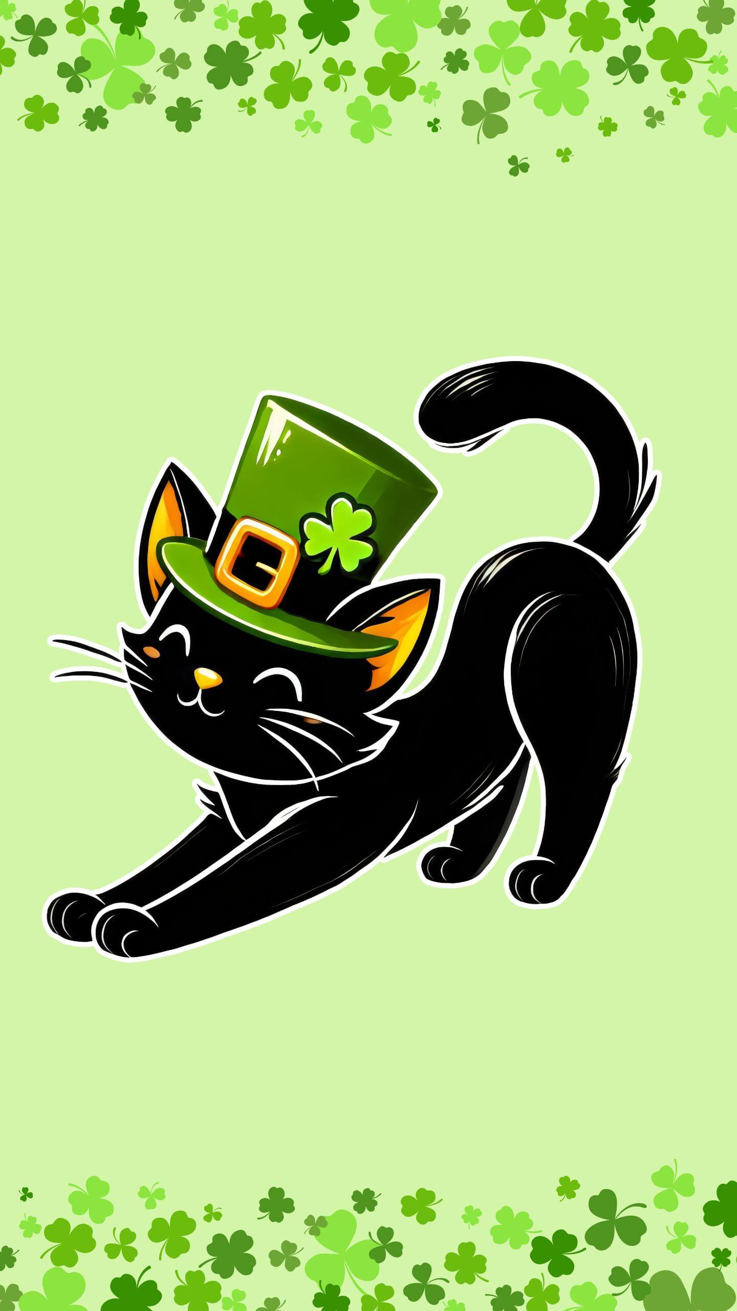 St. Patrick’s Day Black Cat Stretching