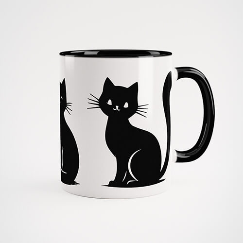 Black Cat Silhouette  - Ceramic Mug