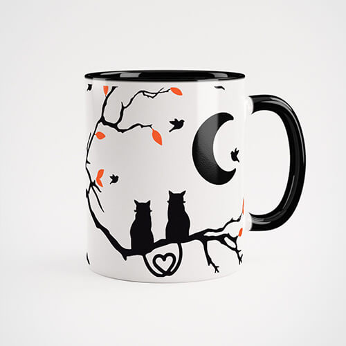 Cats on a Branch at Night - Ceramic Mug