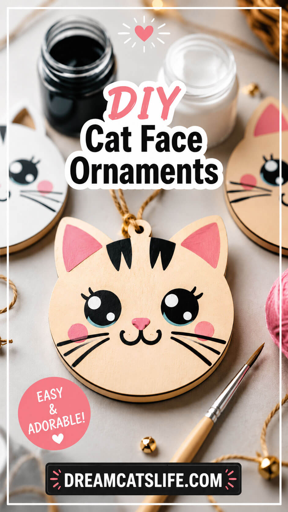 DIY Cute Cat Face Ornaments