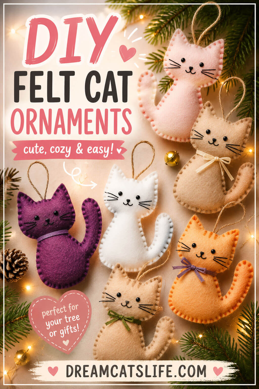DIY Felt Cat Silhouette Ornaments