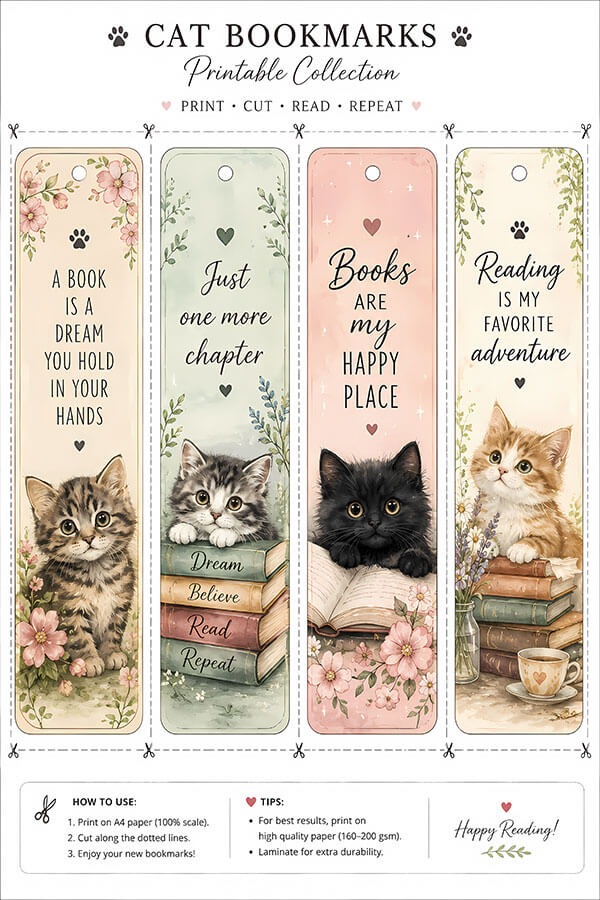 Bookish Cat Bookmarks 4