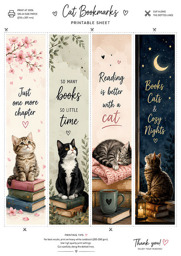 Bookish Cat Bookmarks 3