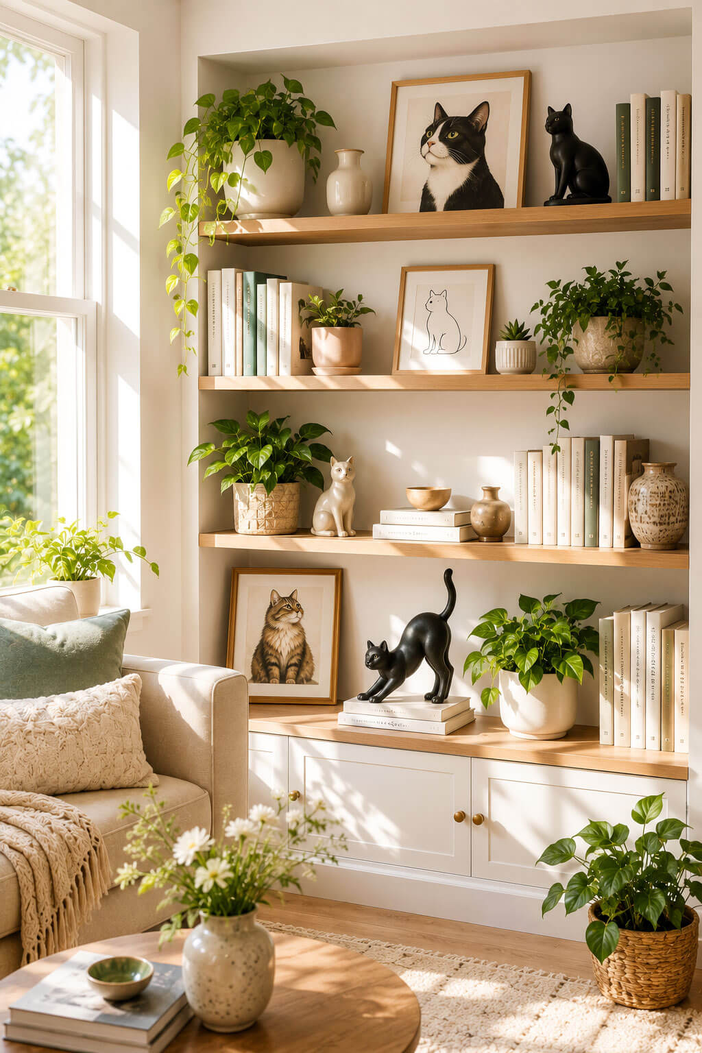 Bookshelves Cat Art