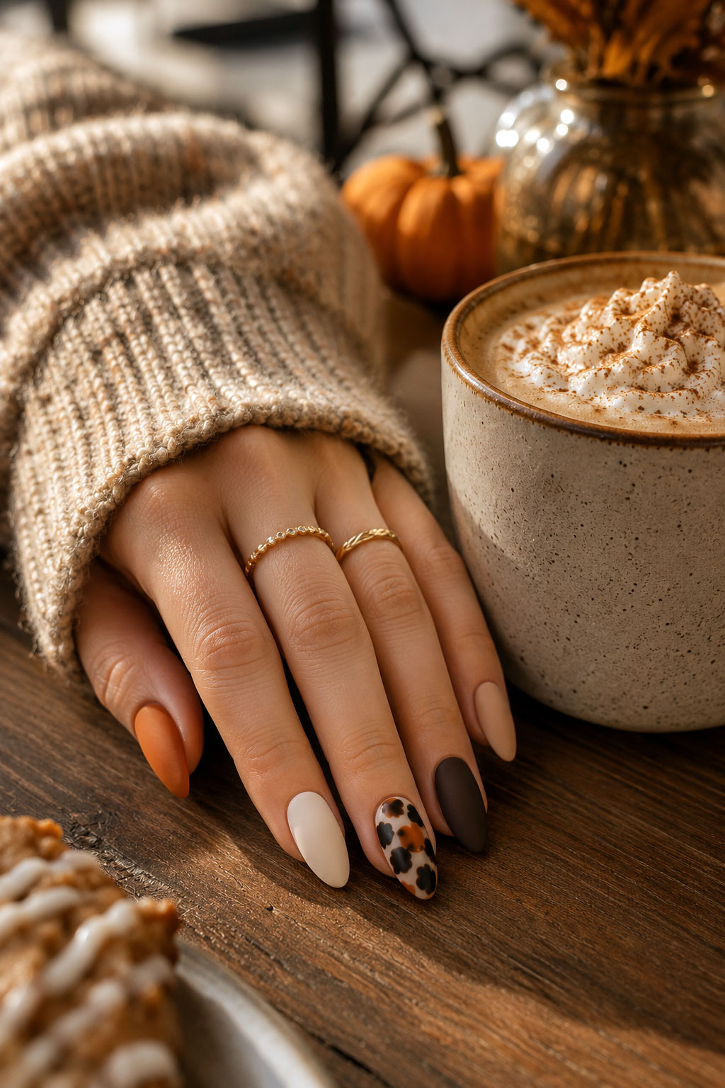 Cozy Autumn Calico Nails