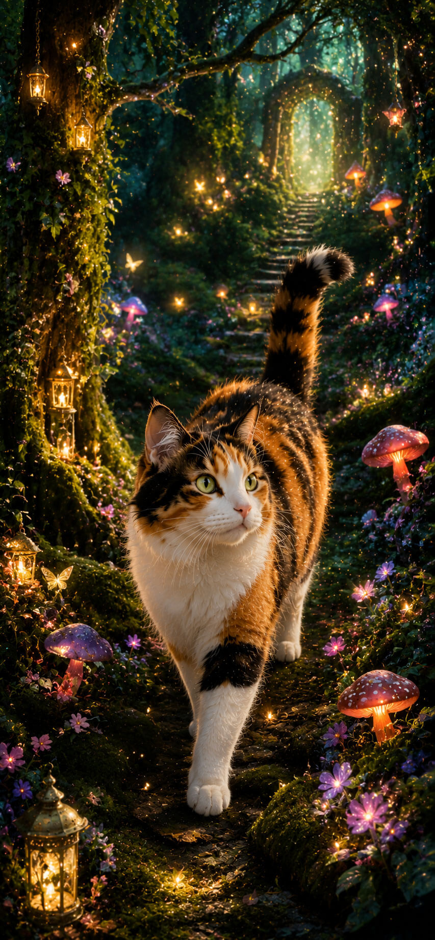 Calico Cat Wallpaper: Fairy Forest