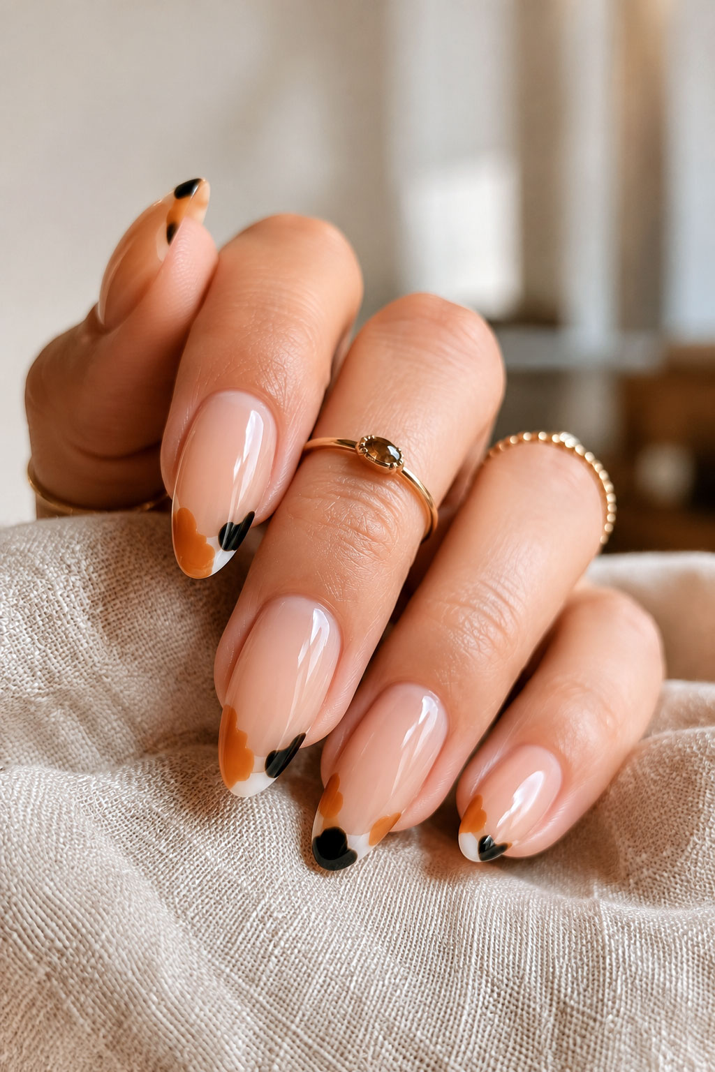 Minimalist Calico French Tips
