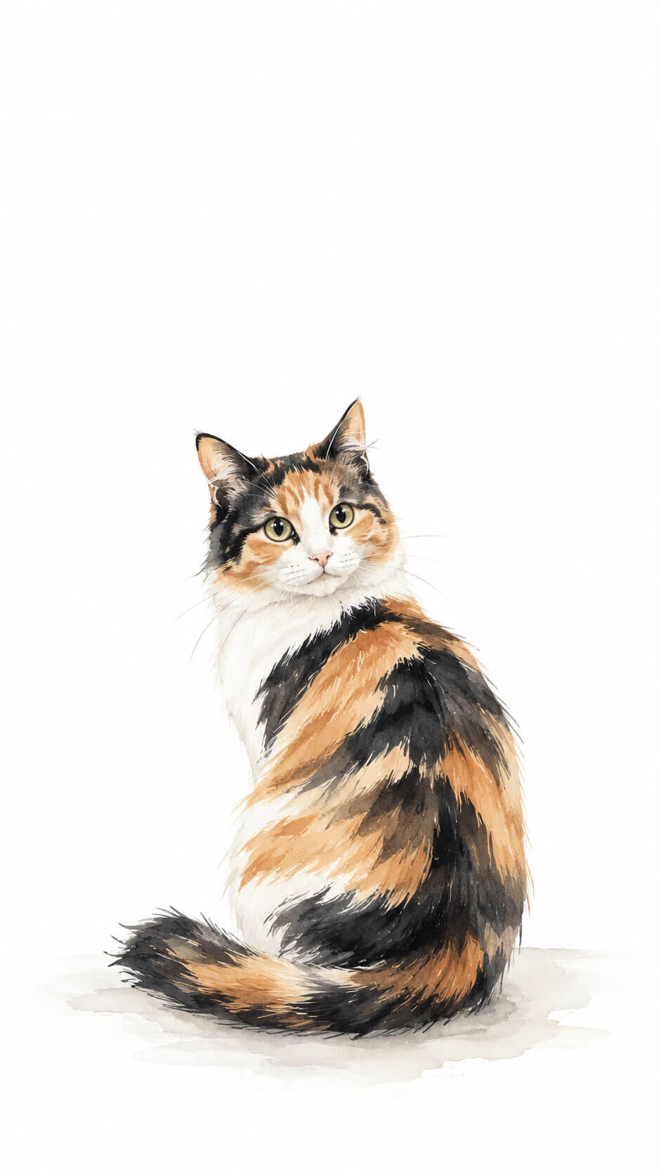 Calico Cat Wallpaper: Minimalist White Background