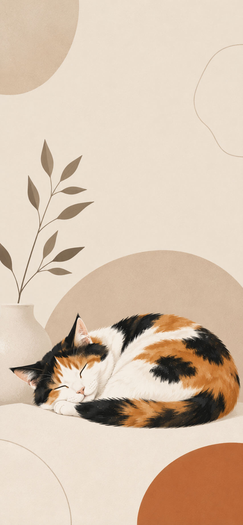 Calico Cat Wallpaper: Scandinavian Minimalism