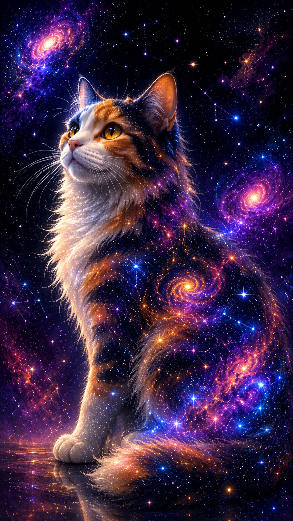 Calico Cat Wallpaper: Starry Galaxy Calico