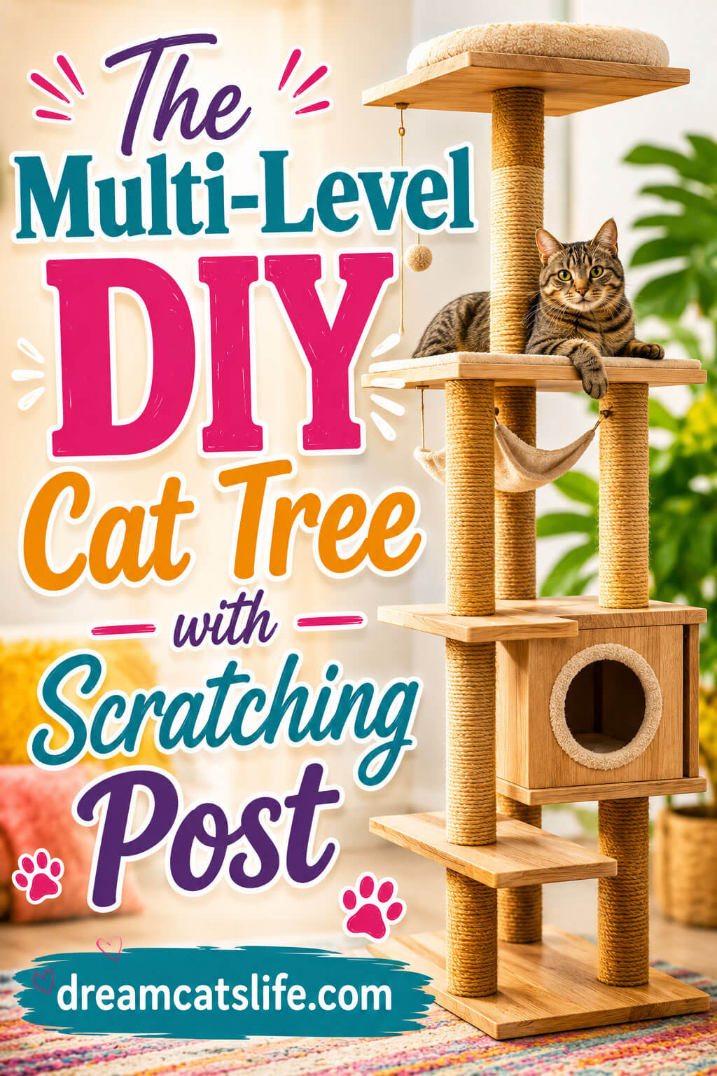 ThemMultimLevelmDIY Cat Tree with Scratching Post