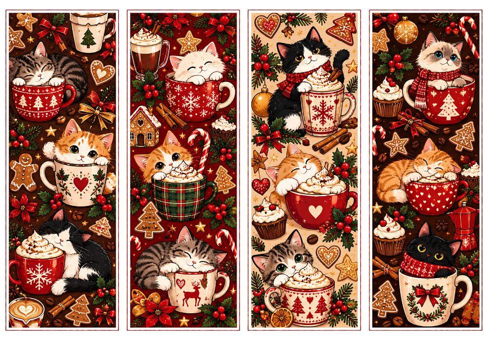 Christmas Coffee & Cats Bookmarks