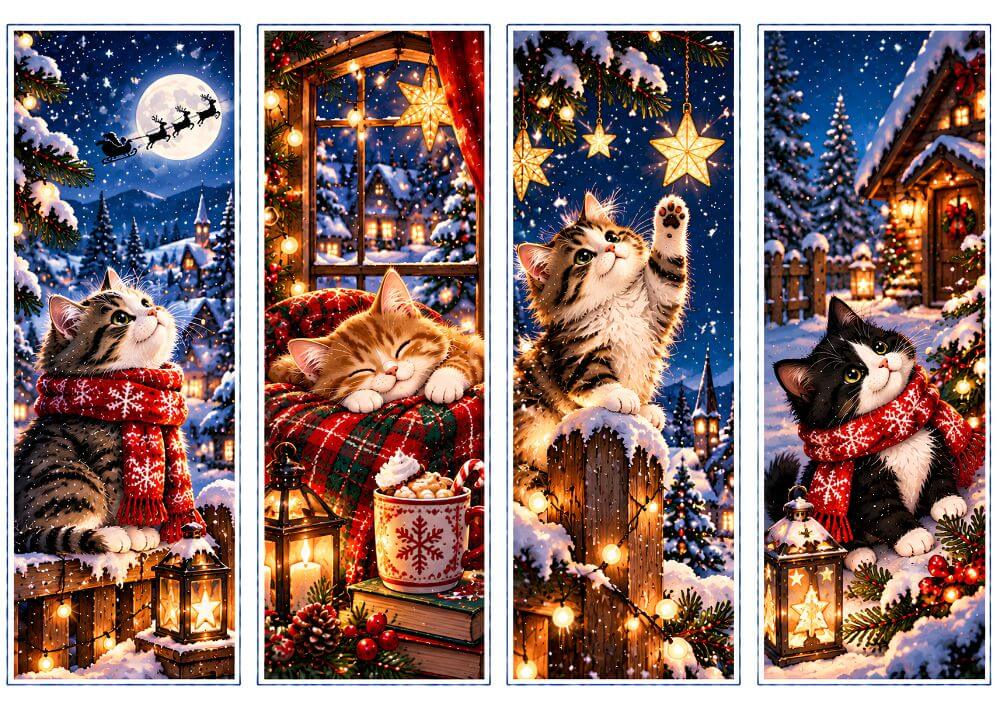 Christmas Night Cats Bookmarks