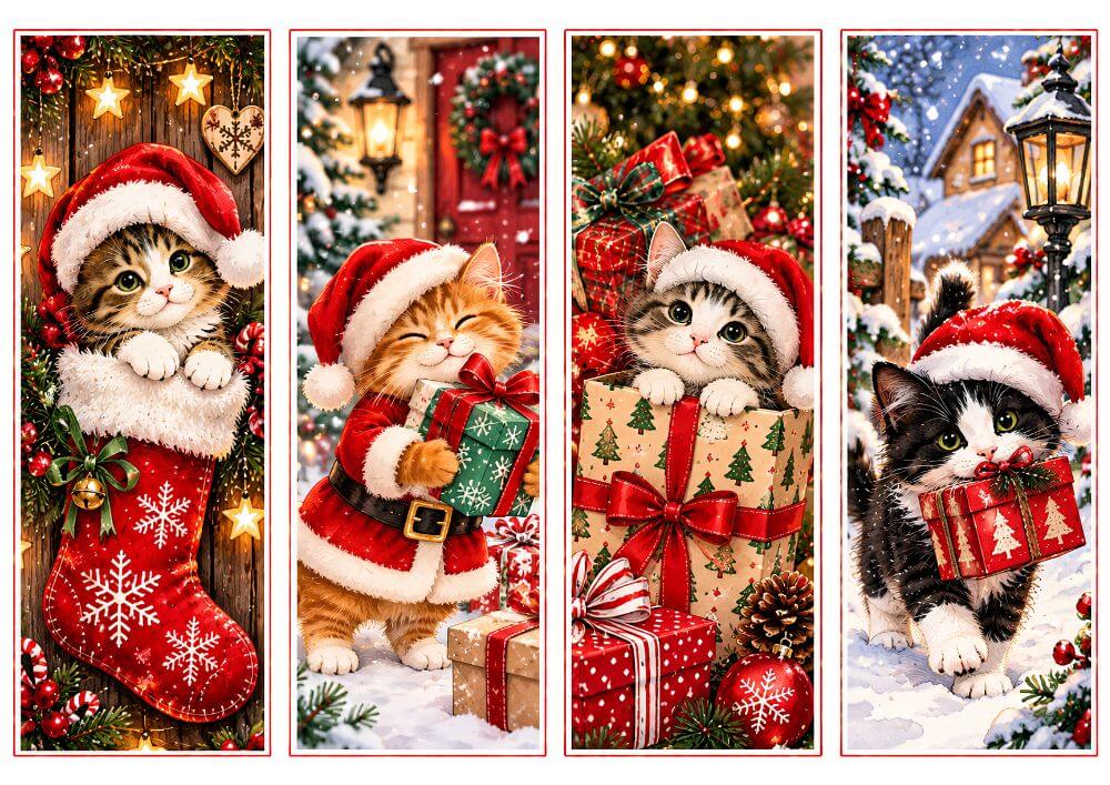 Santa Cats Bookmarks