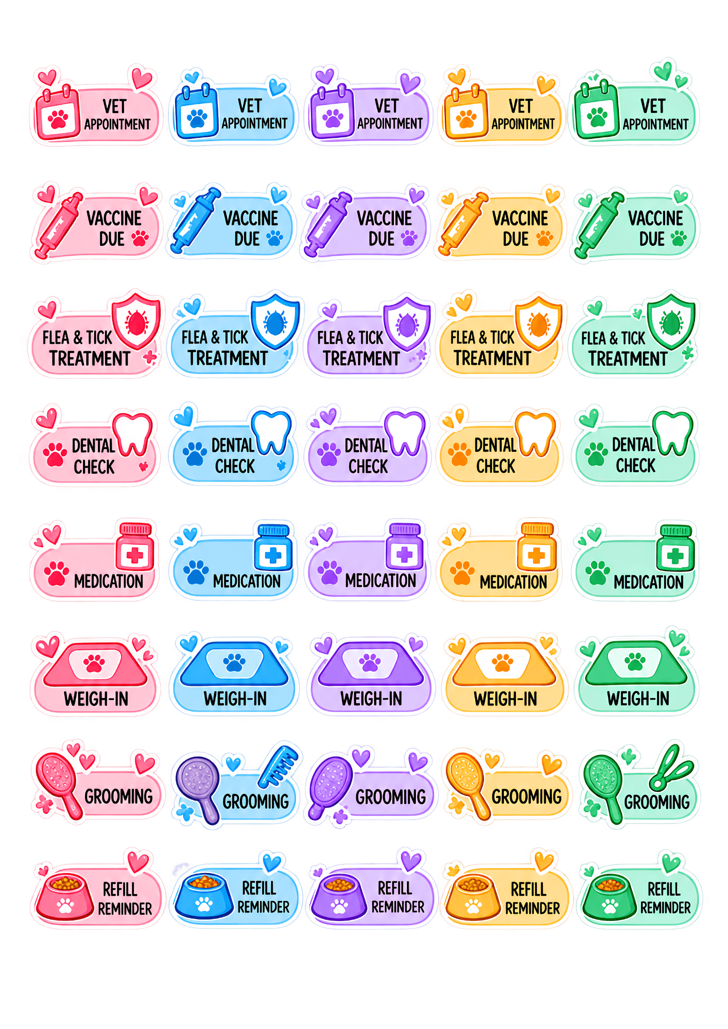 Vet Reminders - stickers 2