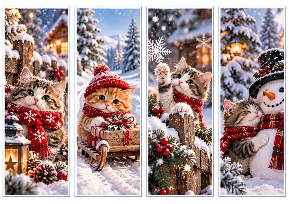 Winter Wonderland Cats Bookmarks