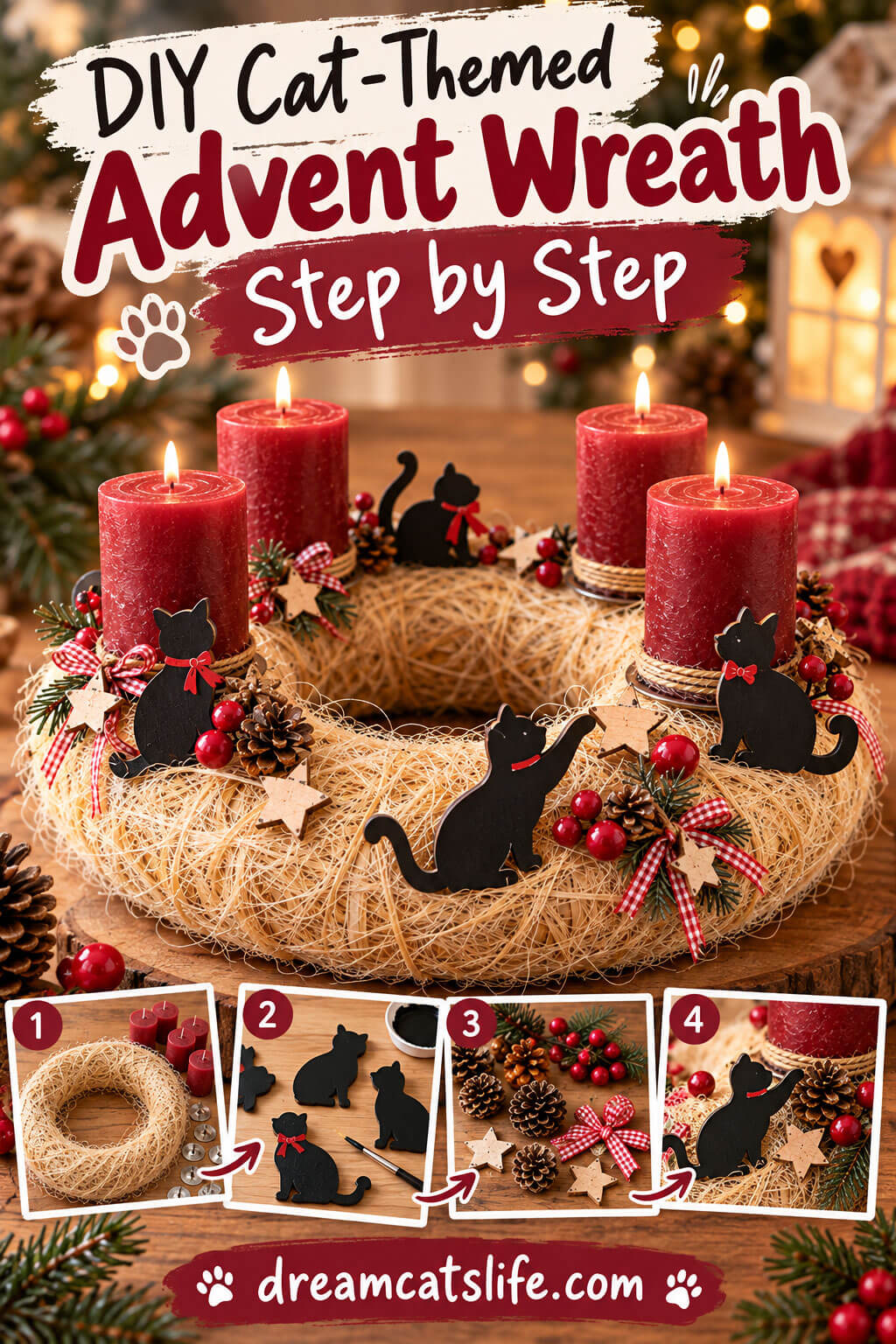Cat Themed Advent Wreath Step by Step