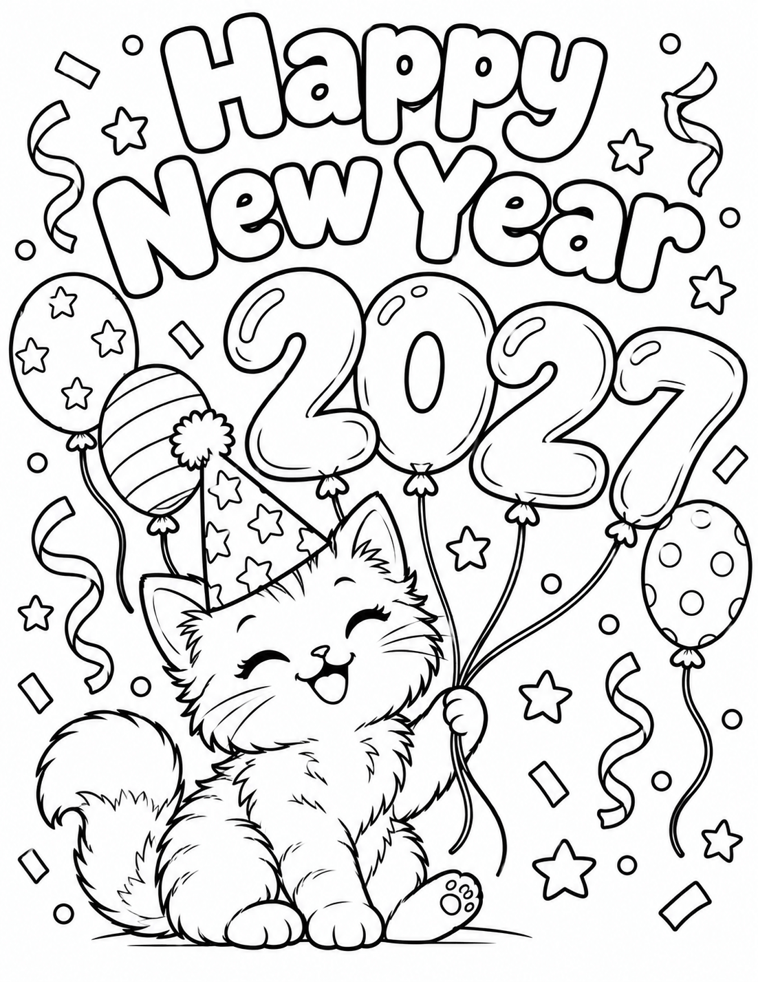 Kitten with 2027 Balloons